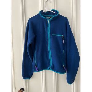 Vintage Patagonia men’s blue fleece with turquoise zipper S